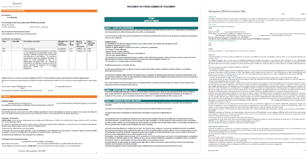 Documents juridiques produits avec Fund KIS