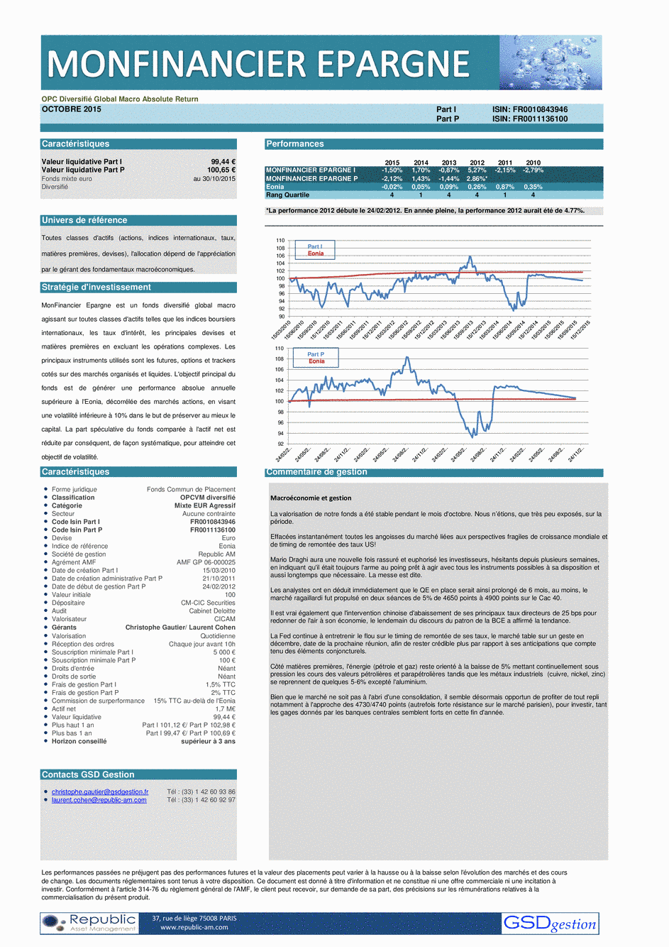 Reporting Monfinancier Epargne I - 03/11/2015 - French
