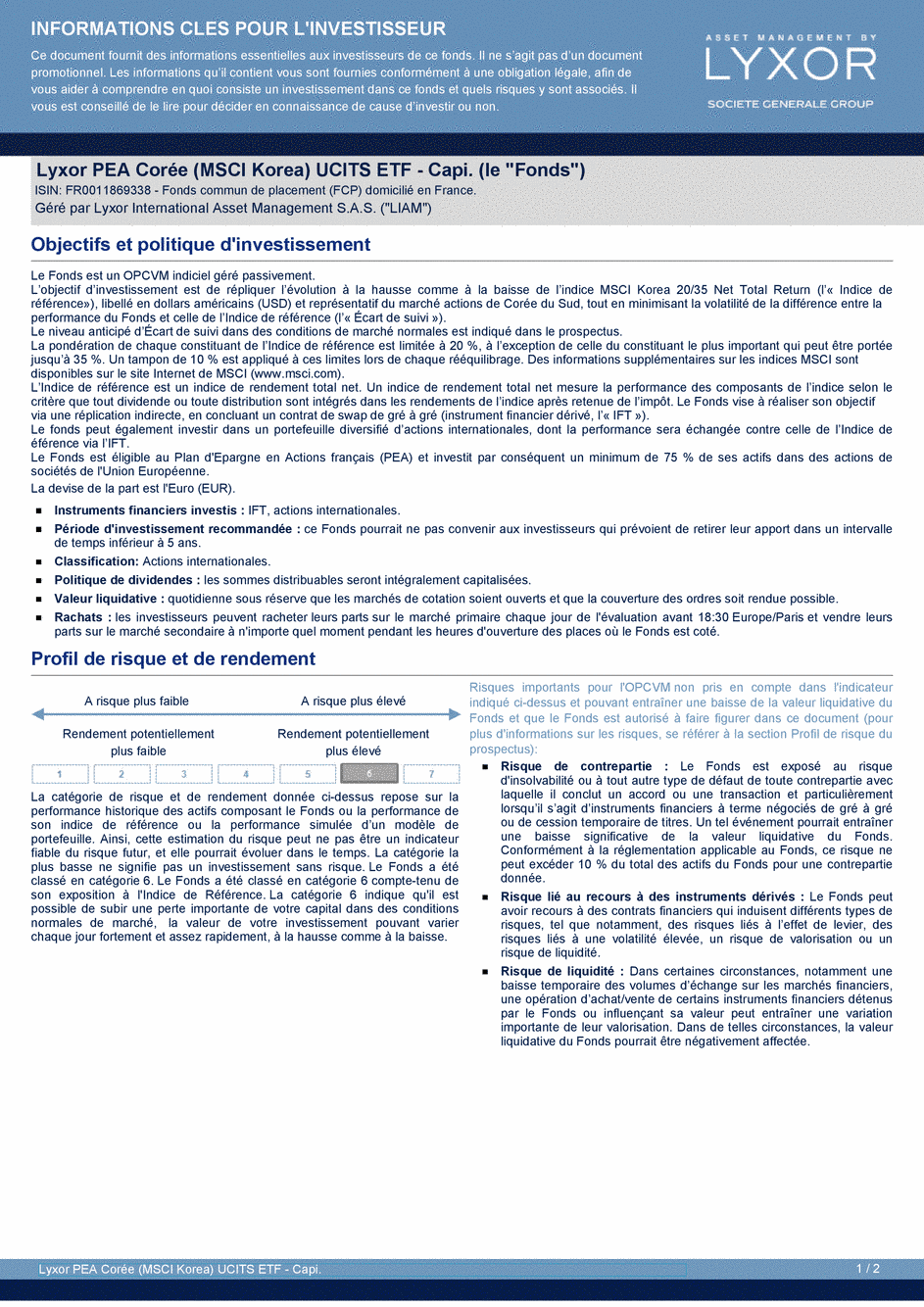 DICI Lyxor PEA Corée (MSCI Korea) UCITS ETF - Capi. - 19/02/2021 - French