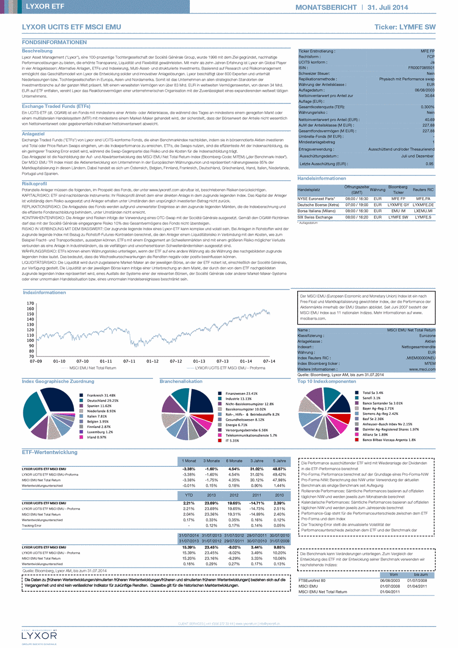 Reporting Lyxor MSCI EMU (DR) UCITS ETF - D-EUR - 31/07/2014 - German