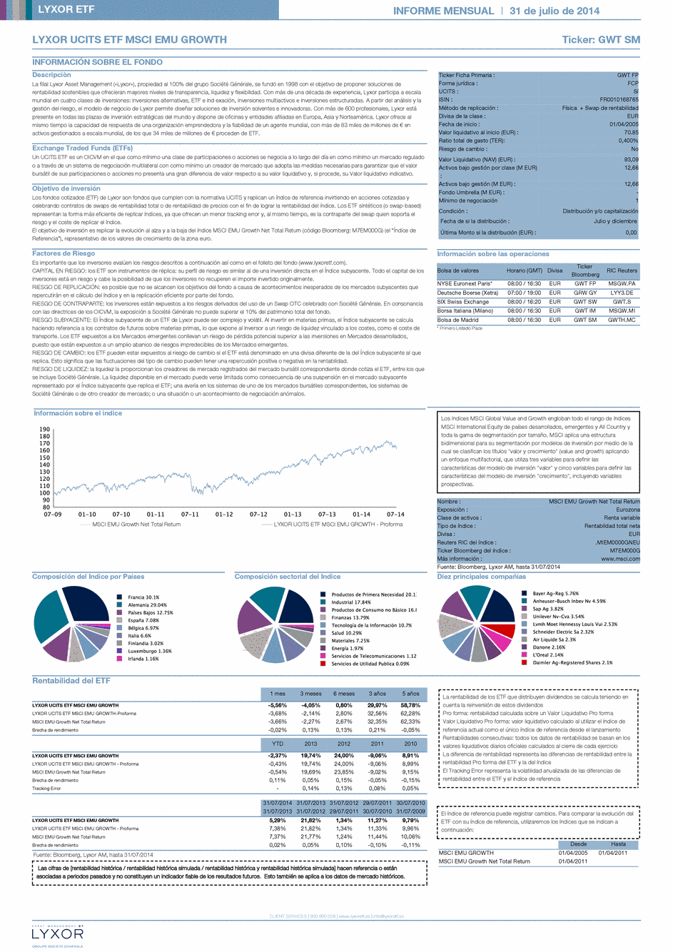 Reporting LYXOR UCITS ETF MSCI EMU GROWTH - 31/07/2014 - Spanish