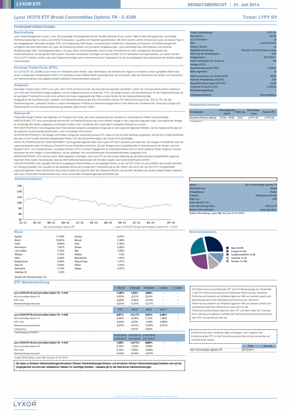 Reporting Lyxor UCITS ETF Broad Commodities Optimix TR - C-EUR - 31/07/2014 - German