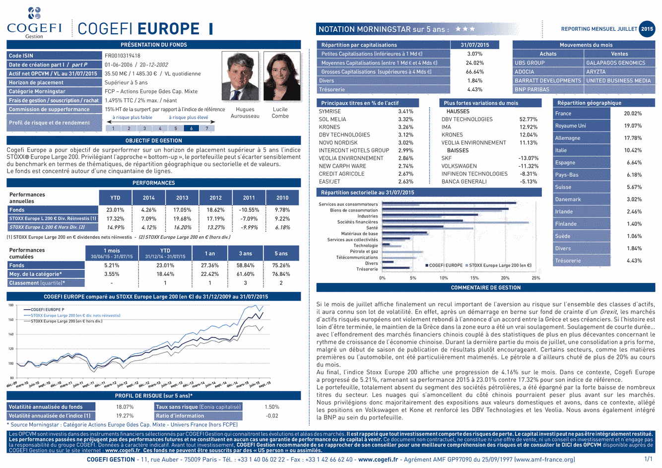 Fiche Produit Cogefi Europe I - 31/07/2015 - Français