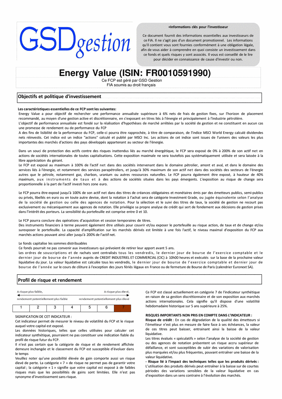 DICI-Prospectus Complet Energy Value - 07/08/2019