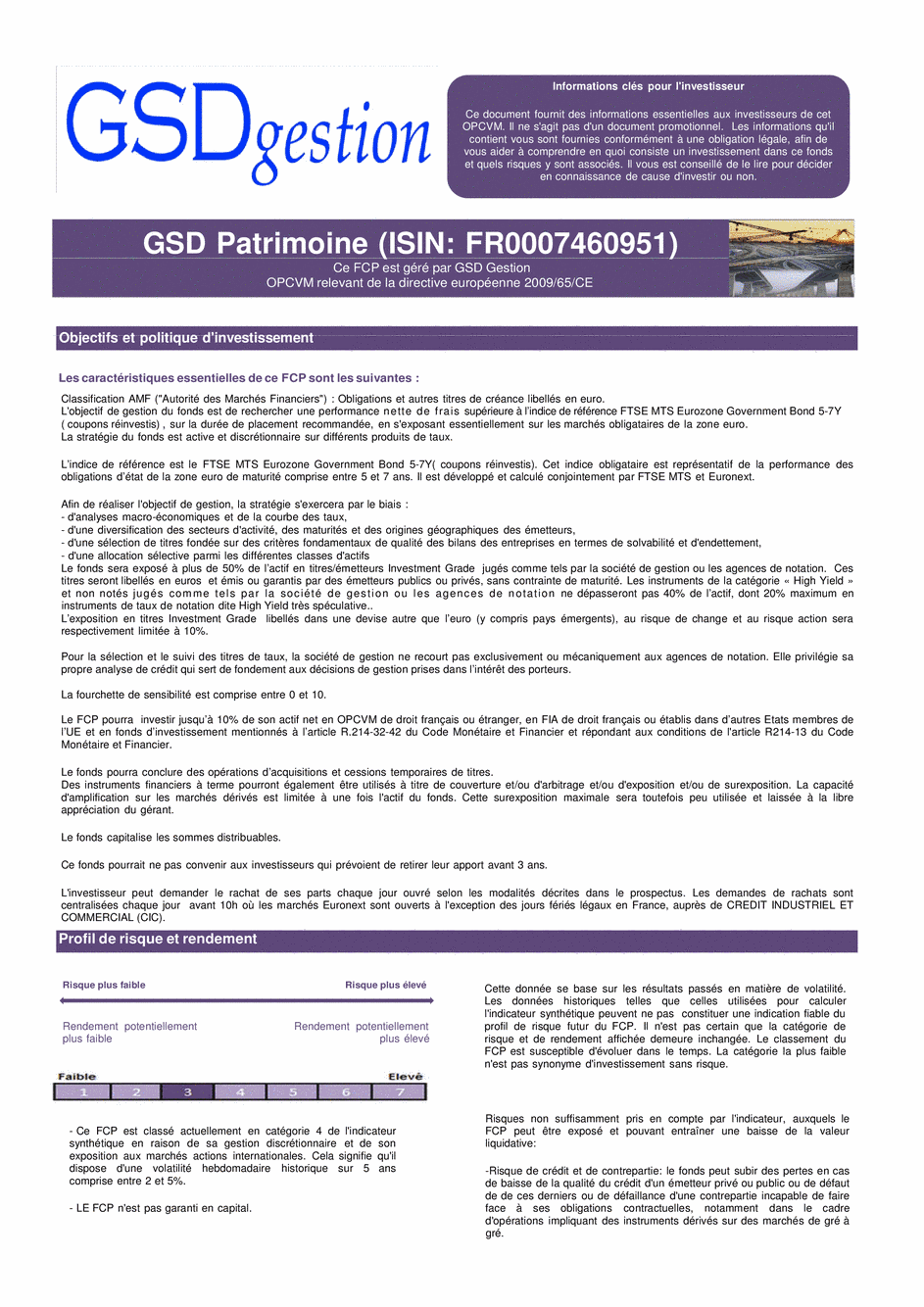 DICI-prospectus Complet GSD Patrimoine - 01/01/2016 - Français