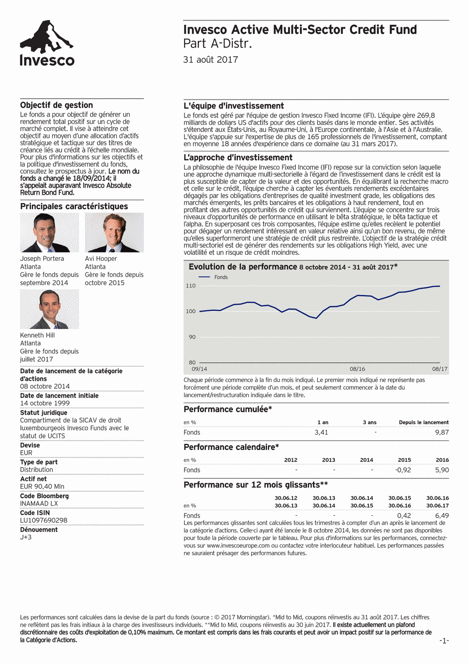 Reporting Invesco Funds SICAV - Active Multi-Sector Credit Fund - A - 31/08/2017 - Français