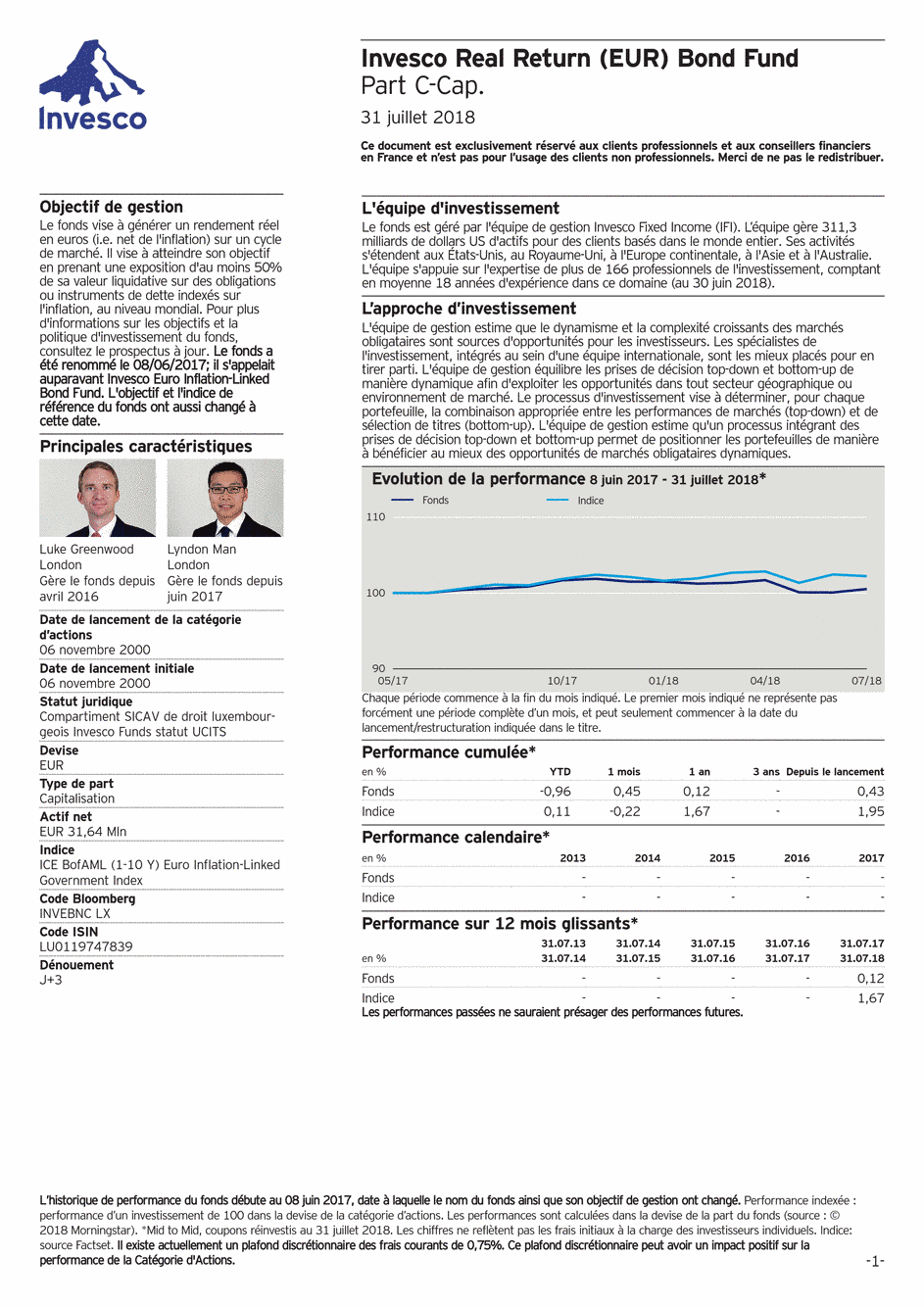 Reporting Invesco Funds SICAV - Real Return (EUR) Bond Fund - C - 31/07/2018 - Français