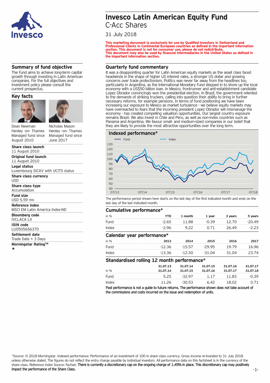 Reporting Invesco Funds SICAV - Latin American Equity Fund - C - 31/07/2018 - Anglais