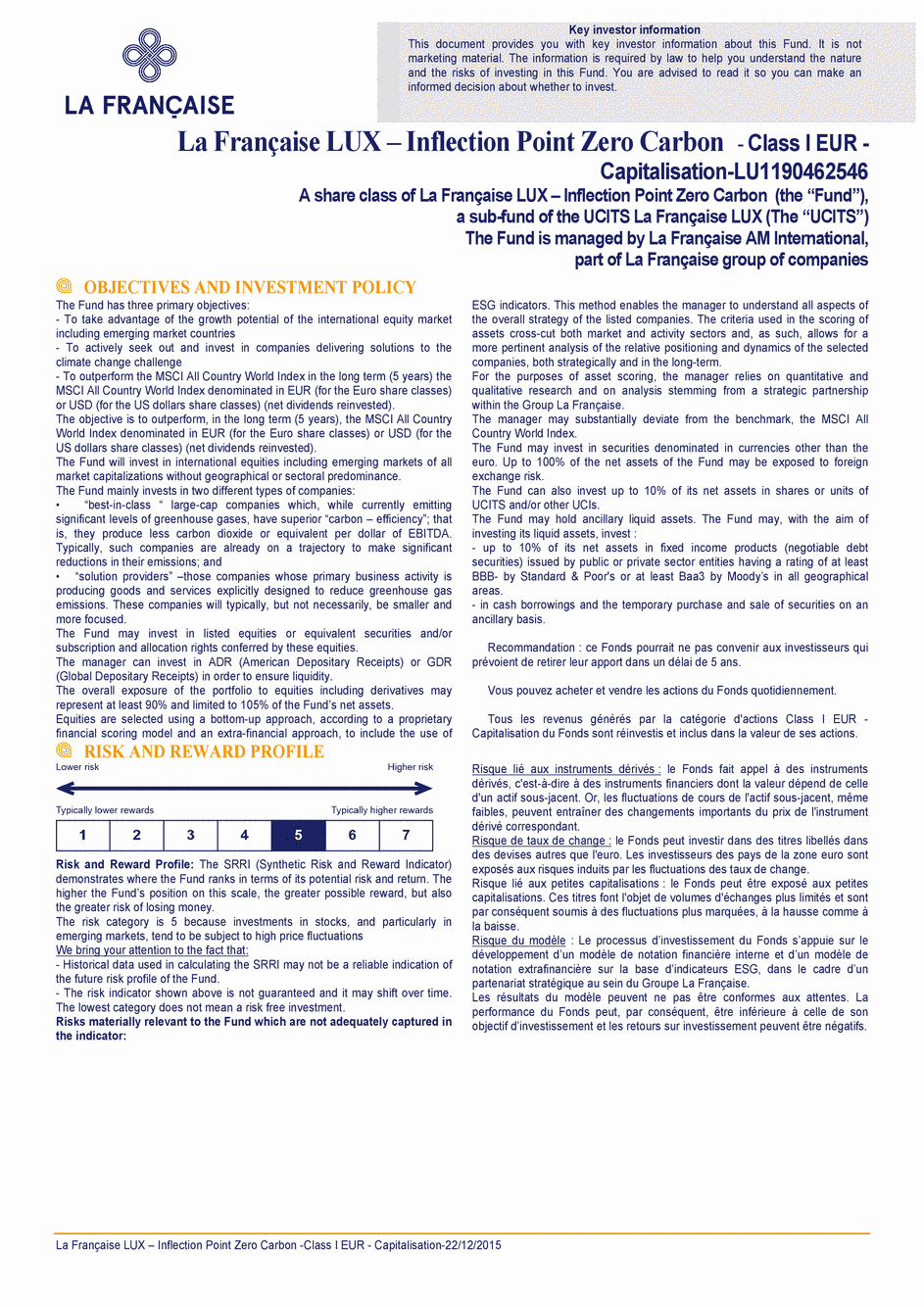 DICI La Française LUX - Inflection Point Carbon Impact Global - Class S EUR - 22/12/2015 - Français