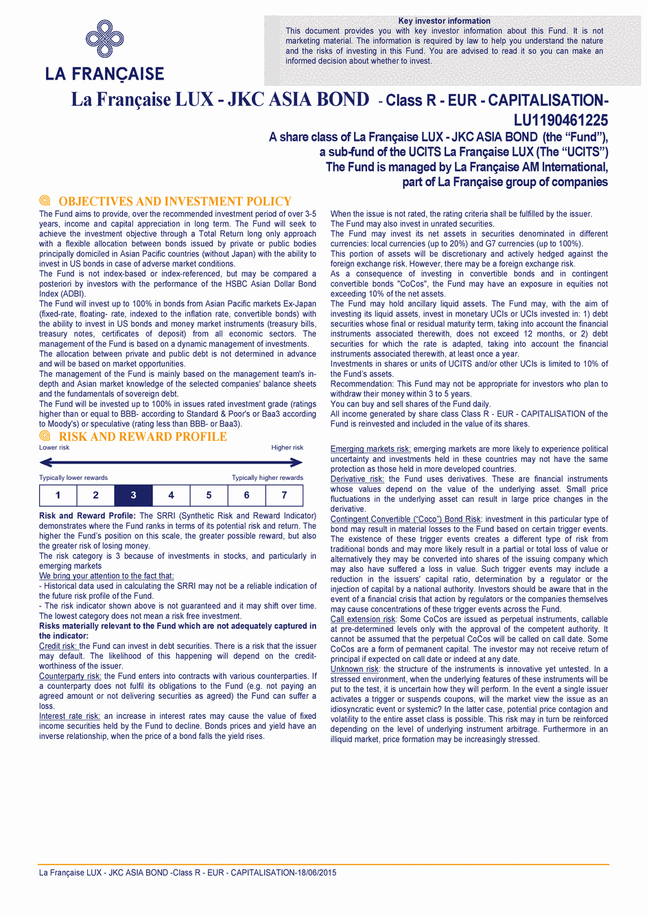 DICI La Française LUX - JKC Asia Bond - Class R (C) EUR - 18/06/2015 - Anglais