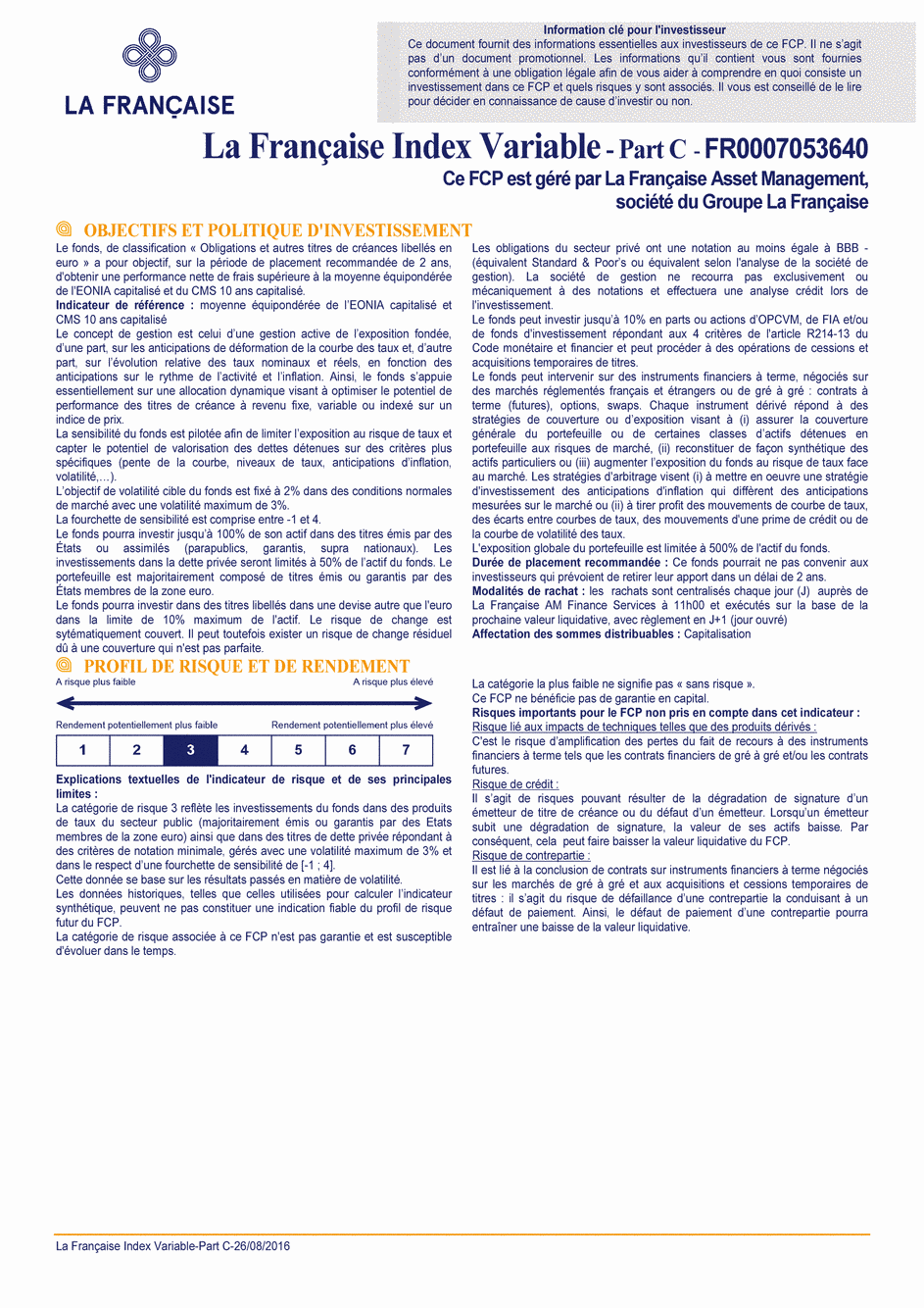 DICI La Française Moderate Multibonds - Part C - 26/08/2016 - Français