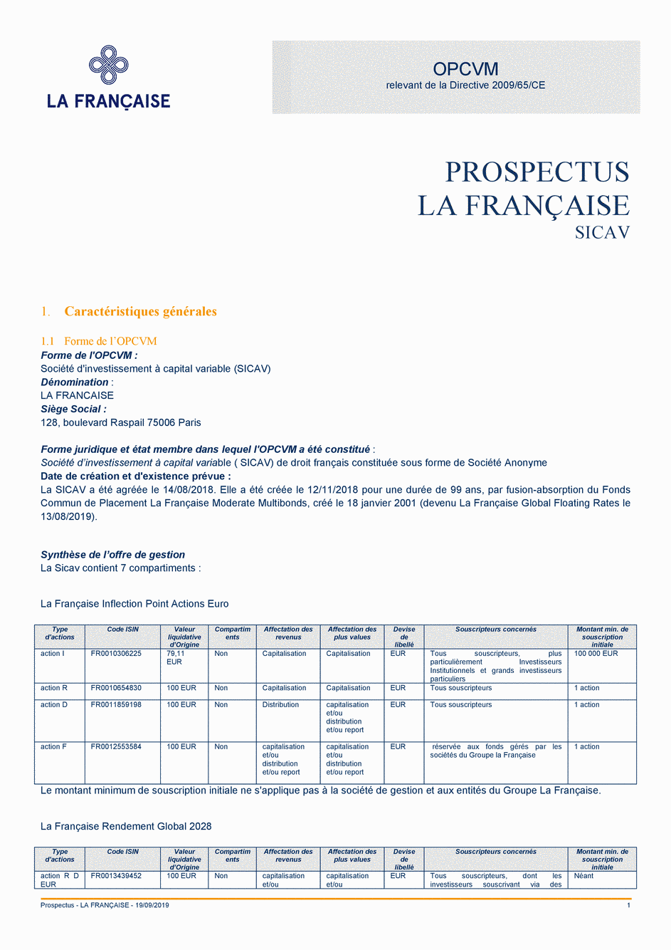 Prospectus La Française Obligations Europe SAI - Part C - 08/04/2019 - Français