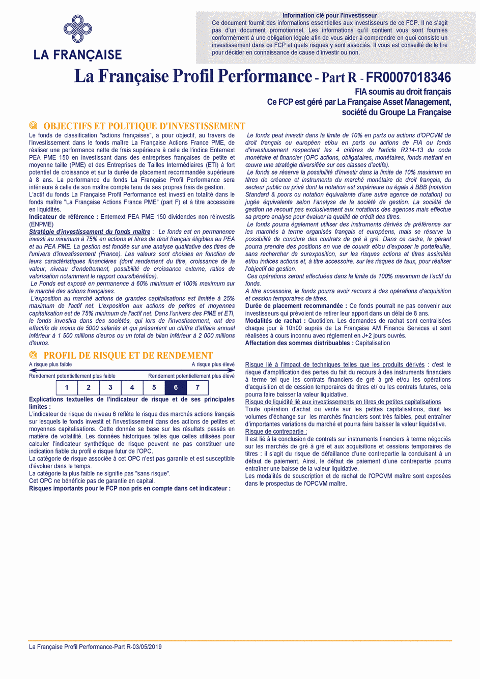 DICI LA FRANCAISE PROFIL PERFORMANCE R - 03/05/2019 - Français