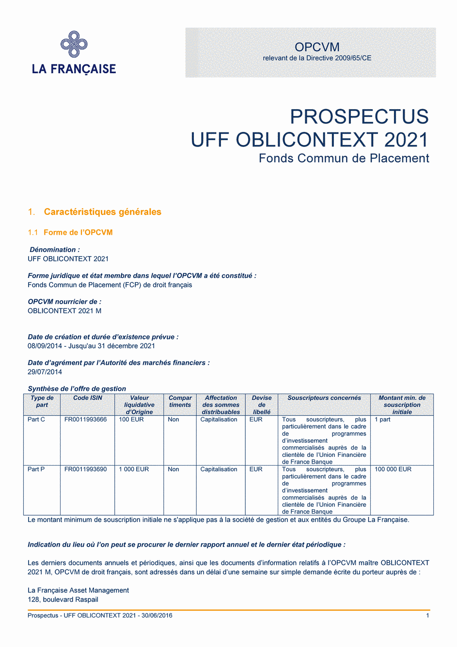 Prospectus UFF OBLICONTEXT 2021 - Part C - 30/06/2016 - Français