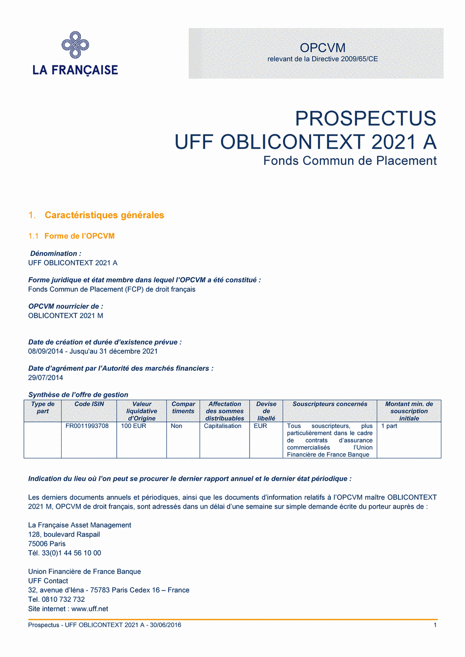 Prospectus UFF OBLICONTEXT 2021 A - 30/06/2016 - Français