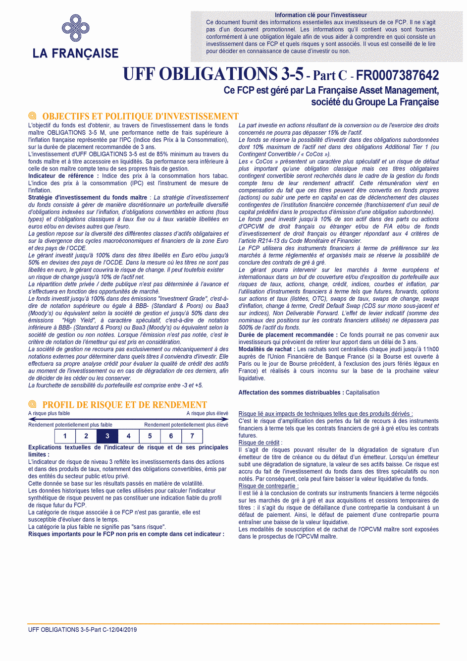 DICI UFF Obligations 3-5 (Part C) - 13/02/2019 - Français