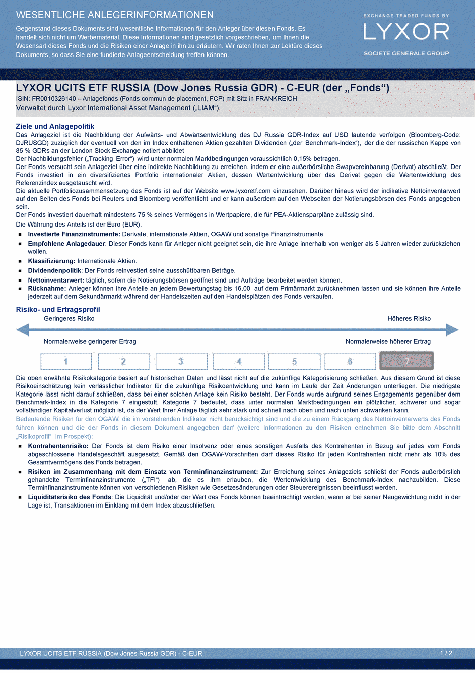 DICI LYXOR MSCI RUSSIA UCITS ETF C-EUR - 27/03/2014 - Allemand