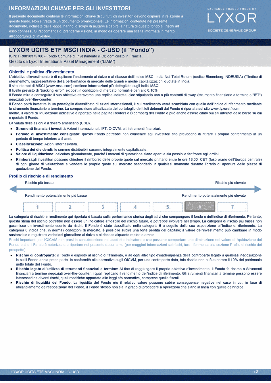 DICI Lyxor MSCI India UCITS ETF - Acc (USD) - 27/02/2015 - Italien