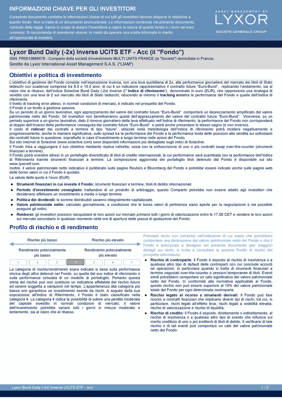 DICI Lyxor Bund Daily (-2x) Inverse UCITS ETF - Acc - 21/06/2019 - Italien