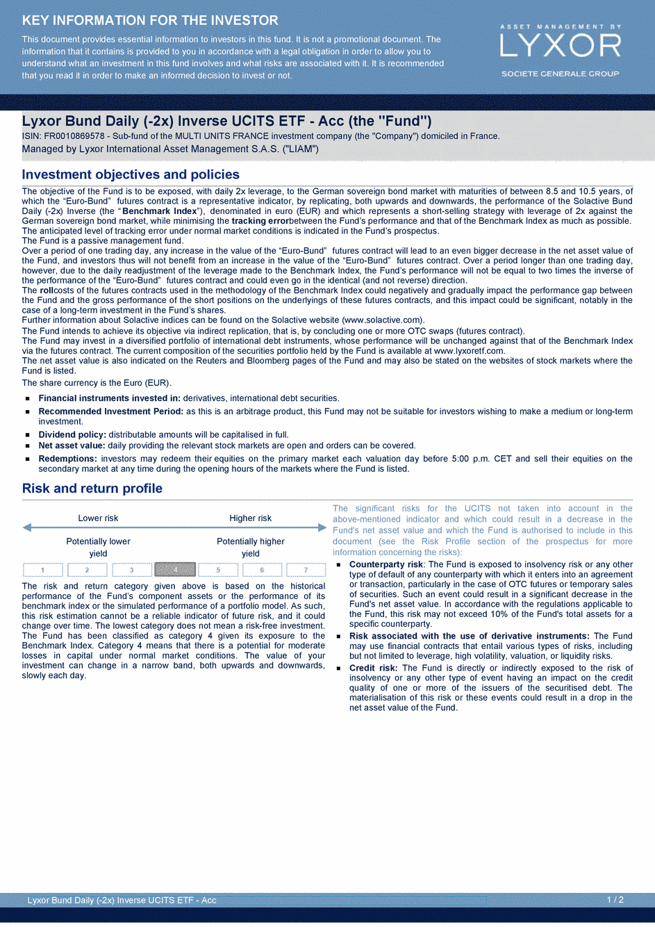 DICI Lyxor Bund Daily (-2x) Inverse UCITS ETF - Acc - 21/06/2019 - Anglais