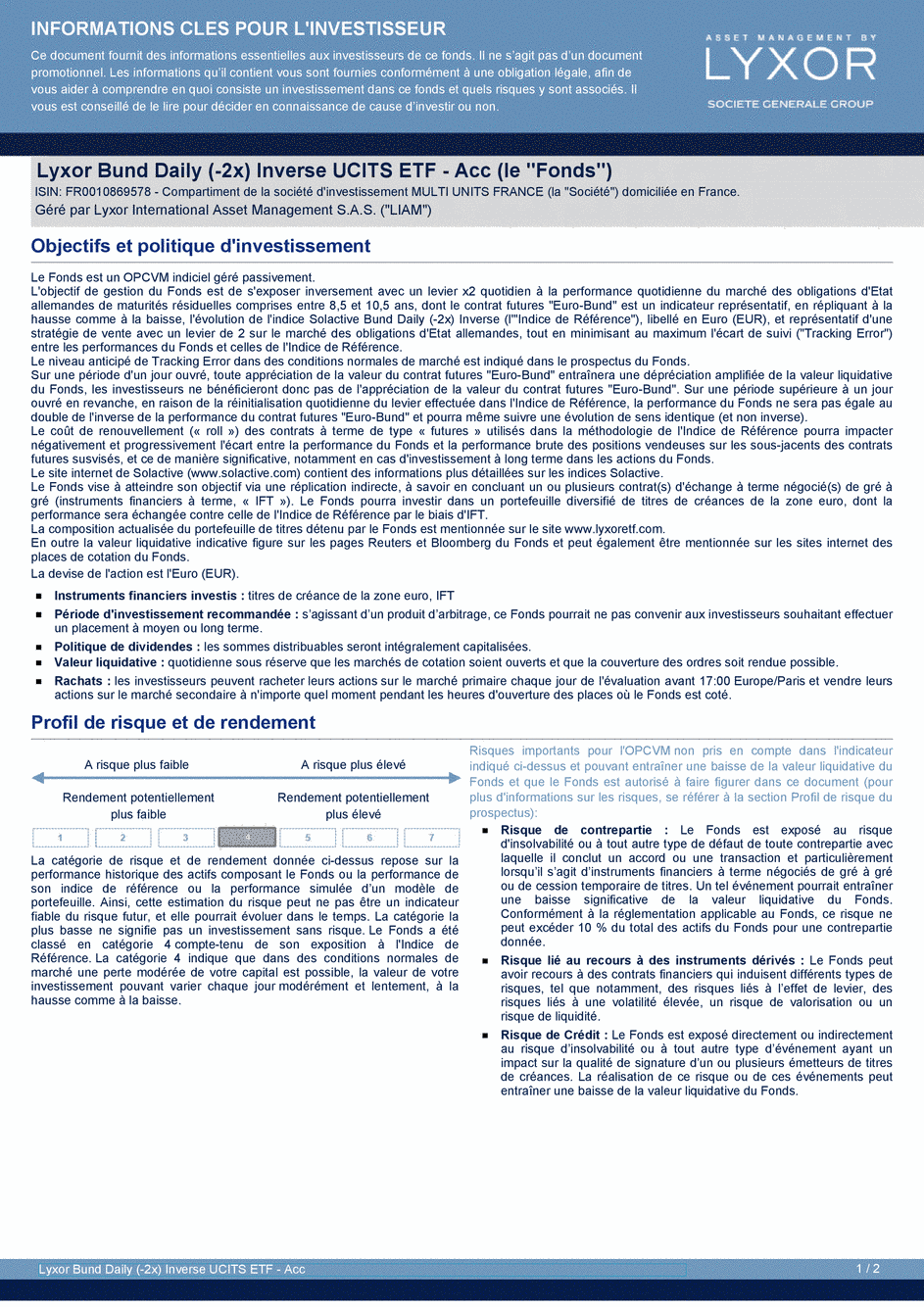 DICI Lyxor Bund Daily (-2x) Inverse UCITS ETF - Acc - 19/02/2020 - Français