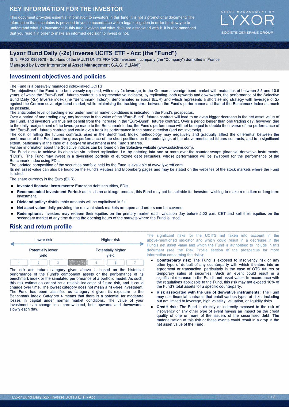 DICI Lyxor Bund Daily (-2x) Inverse UCITS ETF - Acc - 19/02/2021 - Anglais