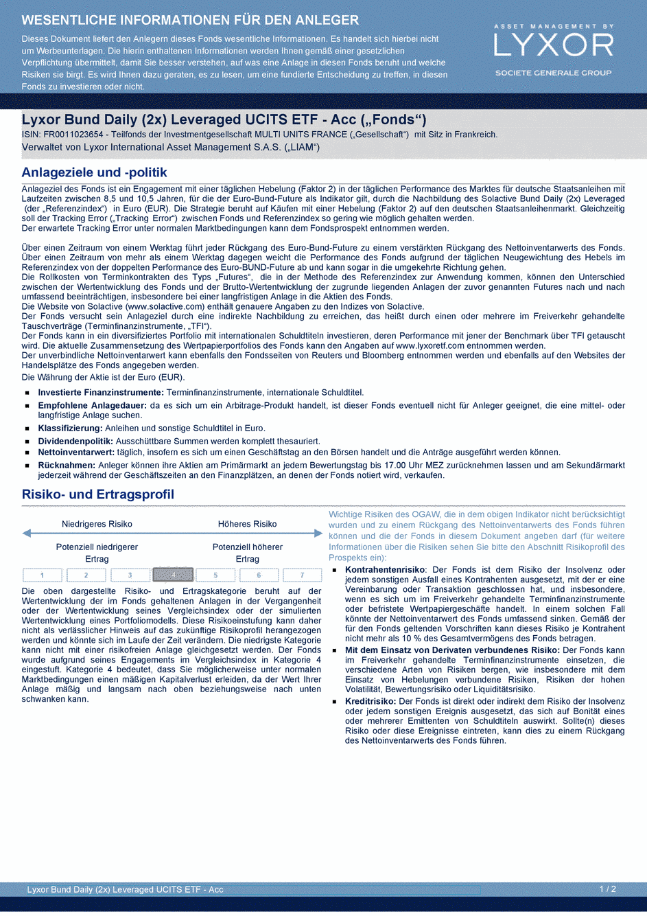DICI Lyxor Bund Daily (2x) Leveraged UCITS ETF - Acc - 21/06/2019 - Allemand