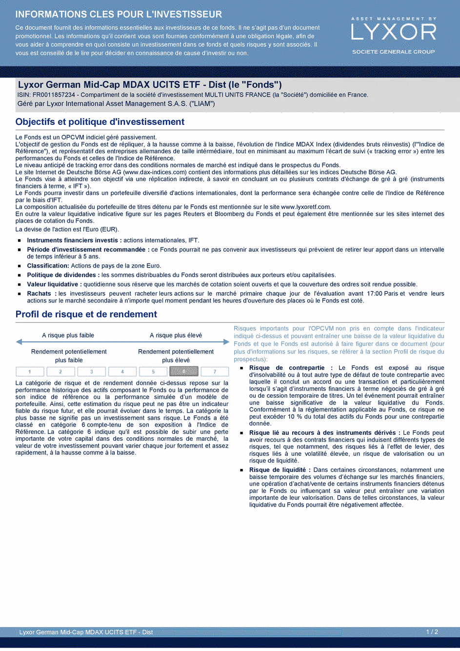 DICI Lyxor German Mid-Cap MDAX UCITS ETF - Dist - 19/02/2021 - Français