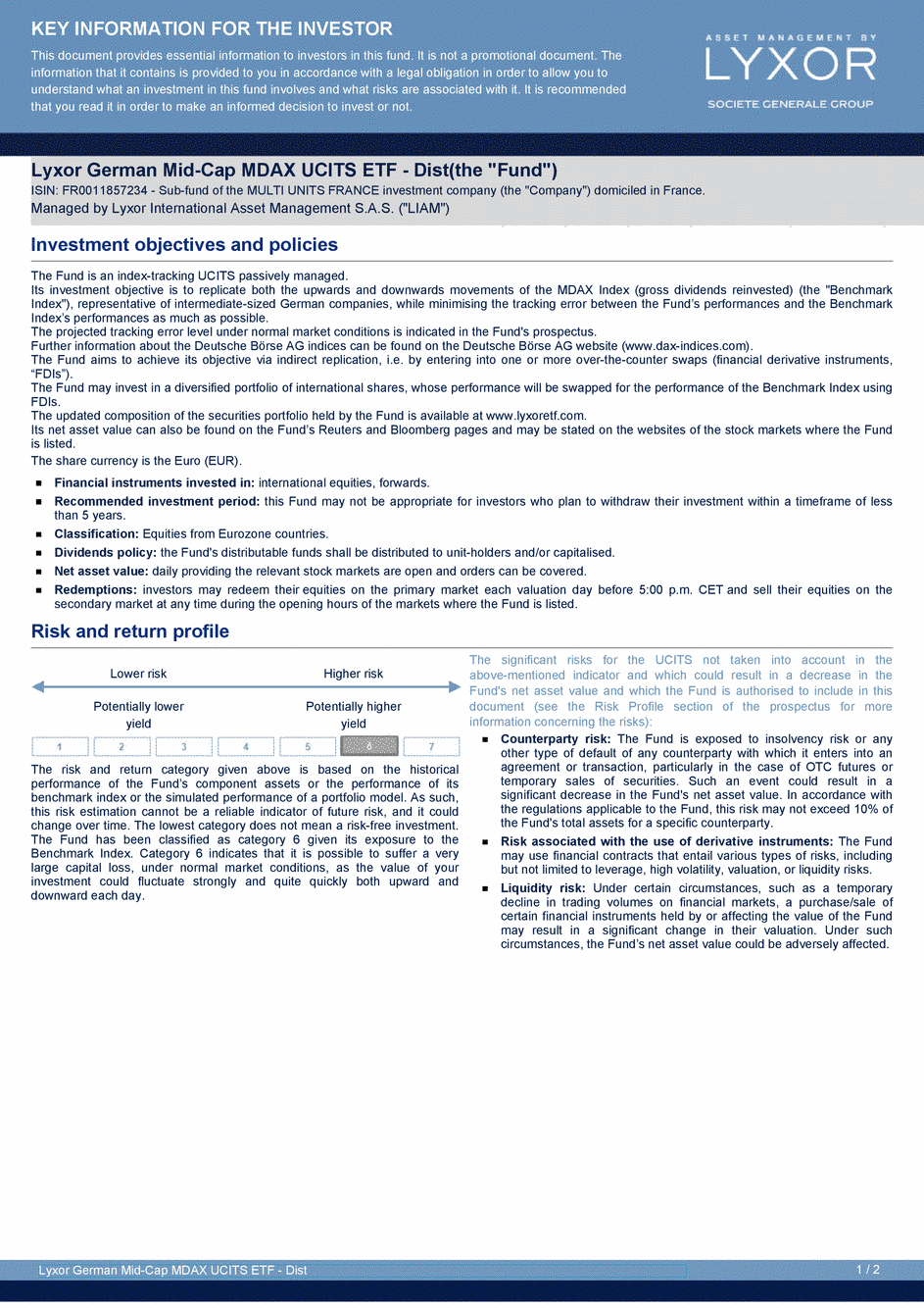 DICI Lyxor German Mid-Cap MDAX UCITS ETF - Dist - 19/02/2021 - Anglais