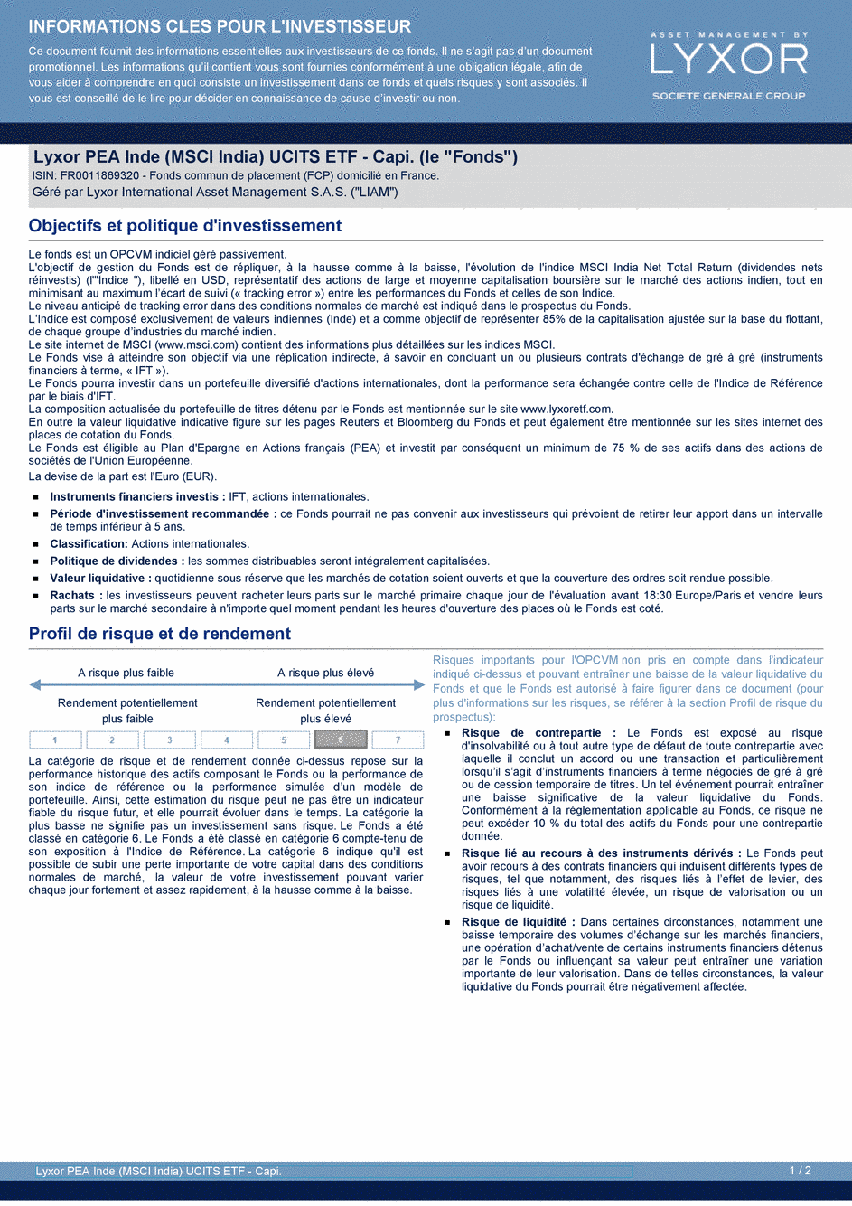 DICI Lyxor PEA Inde (MSCI India) UCITS ETF - Capi. - 19/02/2021 - Français