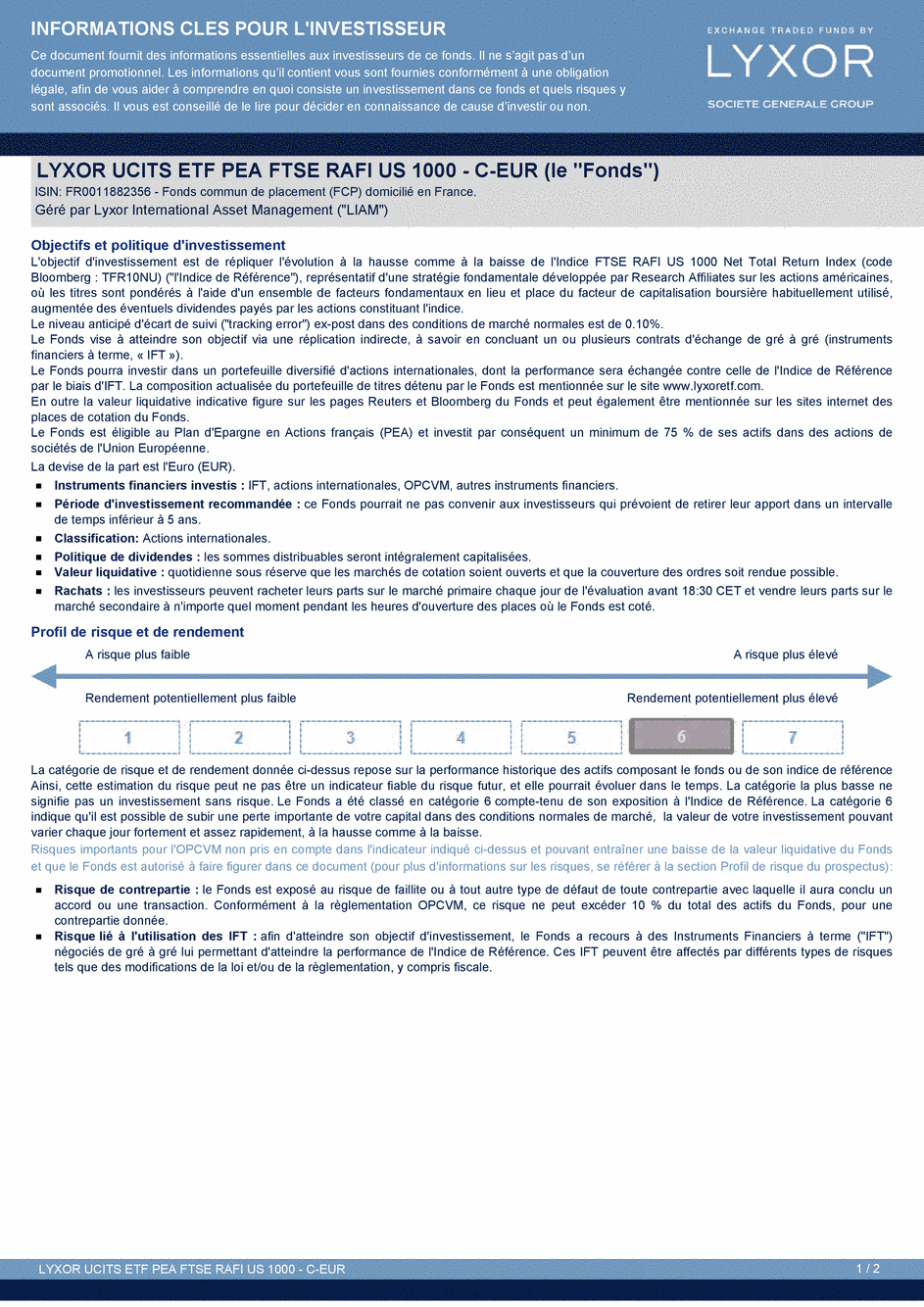 DICI LYXOR UCITS ETF PEA FTSE RAFI US 1000 C-EUR - 03/02/2016 - Français