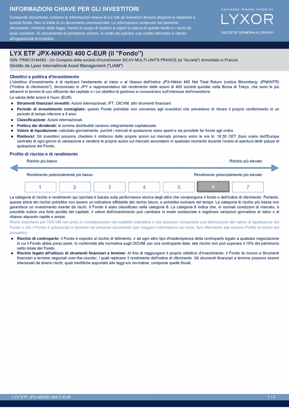 DICI LYXOR JPX-NIKKEI 400 UCITS ETF (DR) C-EUR - 24/03/2015 - Italien