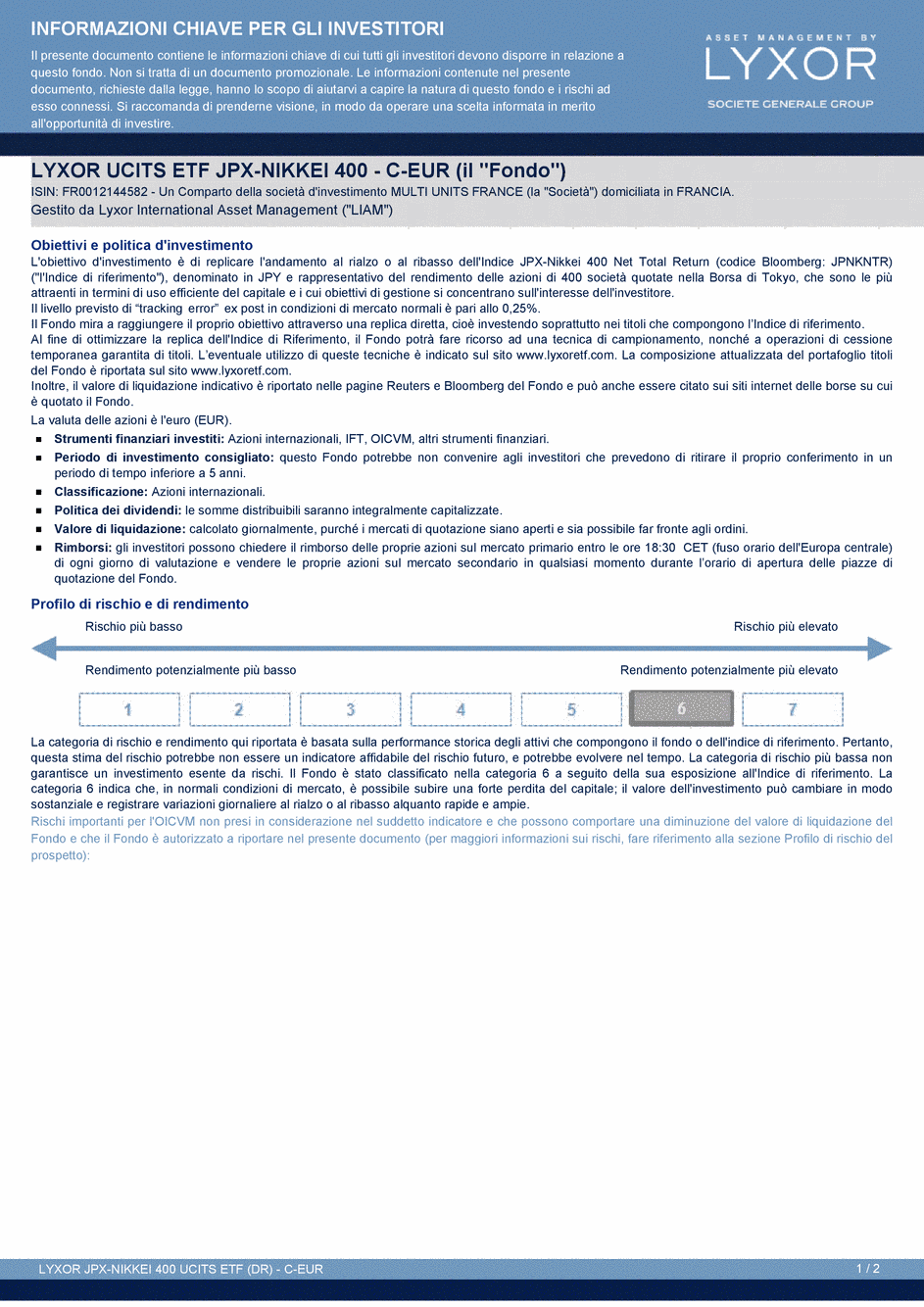 DICI LYXOR JPX-NIKKEI 400 UCITS ETF (DR) C-EUR - 20/08/2015 - Italien