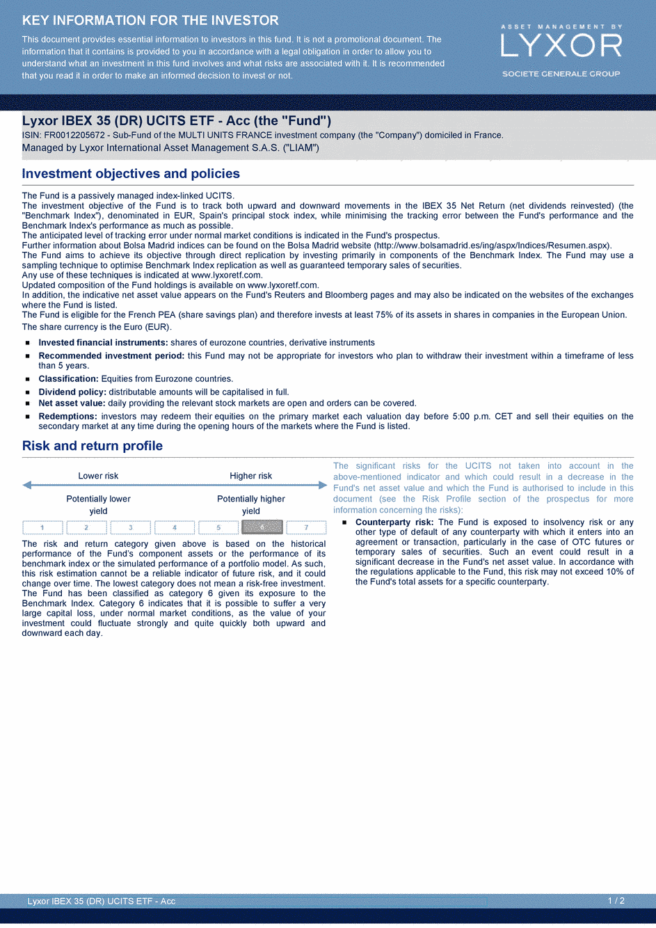 DICI LYXOR IBEX 35 (DR) UCITS ETF (C) - 30/01/2020 - Anglais