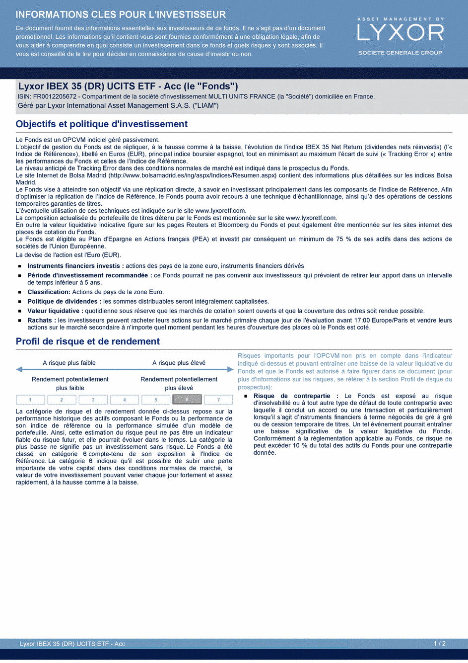 DICI LYXOR IBEX 35 (DR) UCITS ETF (C) - 19/02/2021 - Français