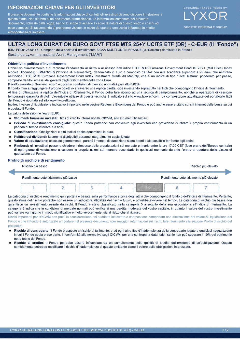 DICI LYXOR ULTRA LONG DURATION EURO GOVT FTSE MTS 25+Y (DR) UCITS ETF - C-EUR - 26/03/2015 - Italien