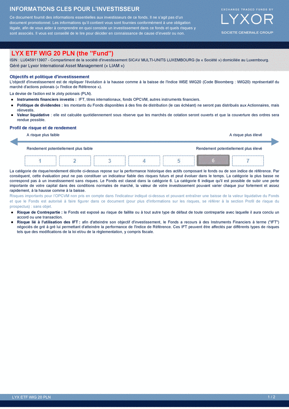 DICI Lyxor WIG 20 UCITS ETF - Acc - 26/03/2015 - Français
