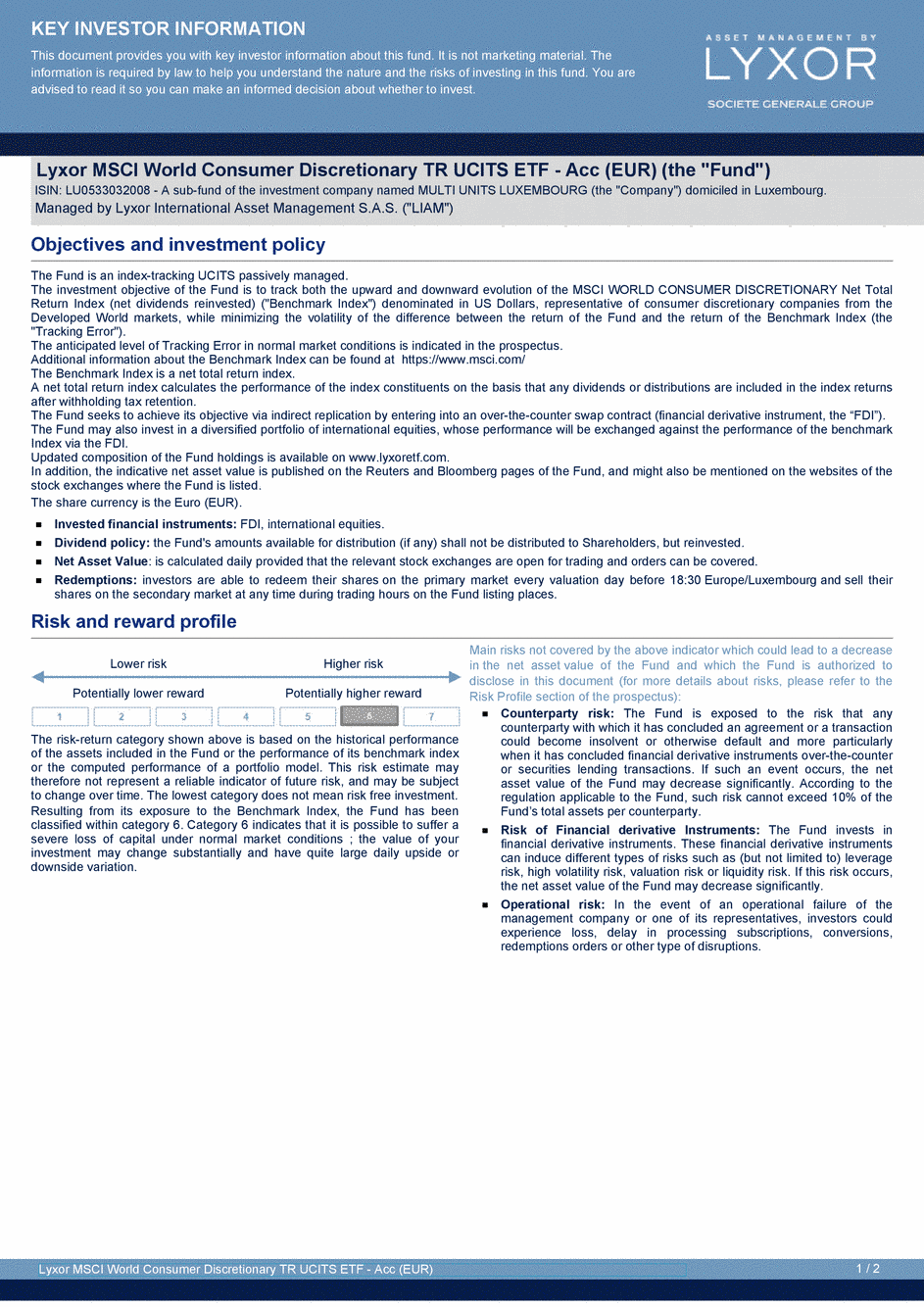 DICI Lyxor MSCI World Consumer Discretionary TR UCITS ETF - Acc (EUR) - 19/02/2021 - Anglais