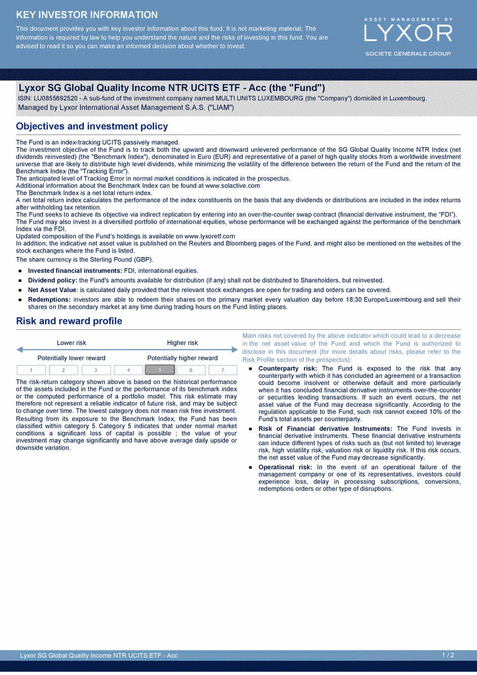 DICI Lyxor SG Global Quality Income NTR UCITS ETF - Acc - 19/02/2021 - Anglais