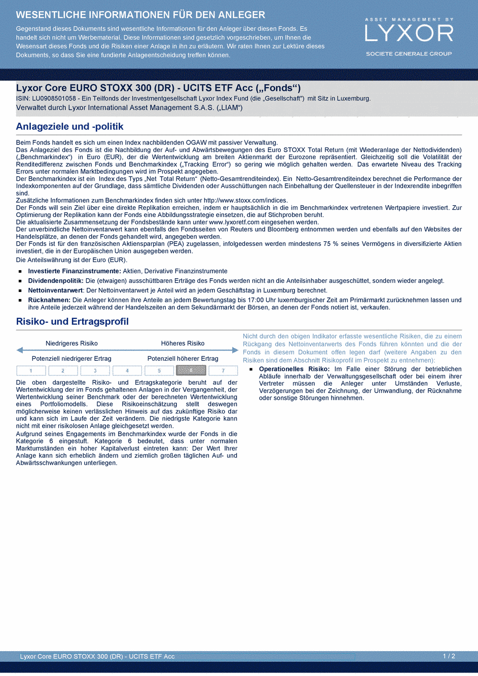 DICI Lyxor Core EURO STOXX 300 (DR) - UCITS ETF Acc - 10/07/2020 - Allemand