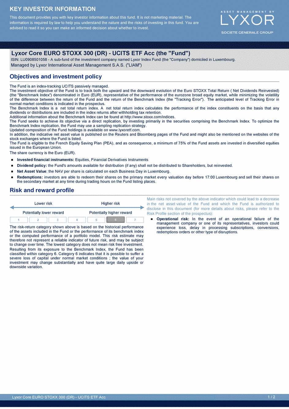 DICI Lyxor Core EURO STOXX 300 (DR) - UCITS ETF Acc - 19/02/2021 - Anglais
