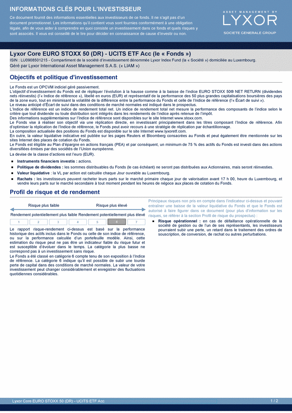 DICI Lyxor Core EURO STOXX 50 (DR) - UCITS ETF Acc - 19/02/2021 - Français