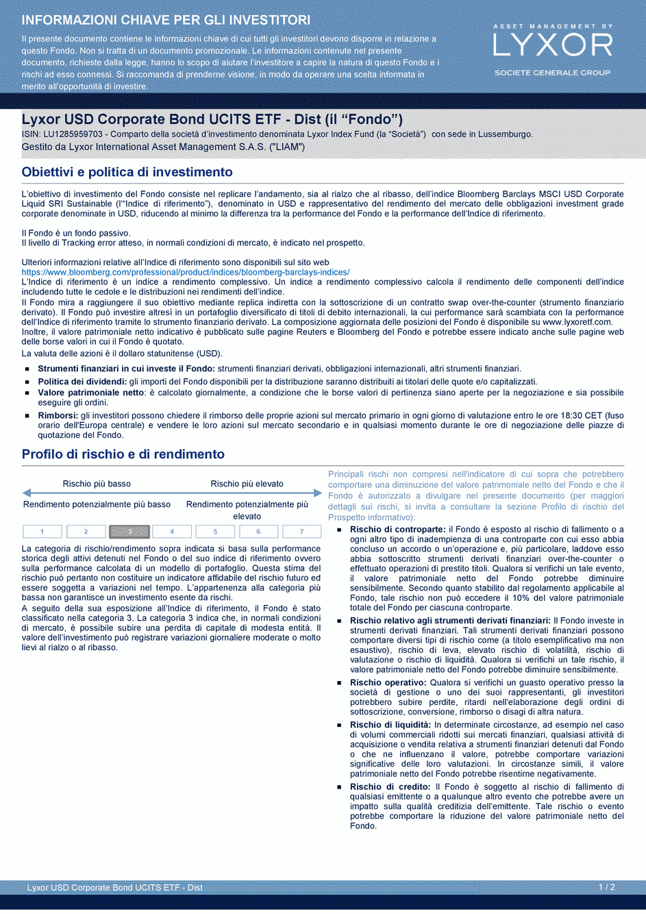 DICI Lyxor ESG USD Corporate Bond (DR) UCITS ETF - Dist - 26/08/2019 - Italien
