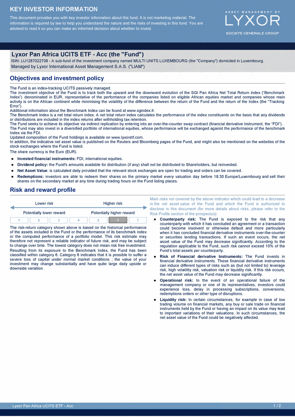 DICI Lyxor Pan Africa UCITS ETF - Acc - 19/02/2021 - Anglais