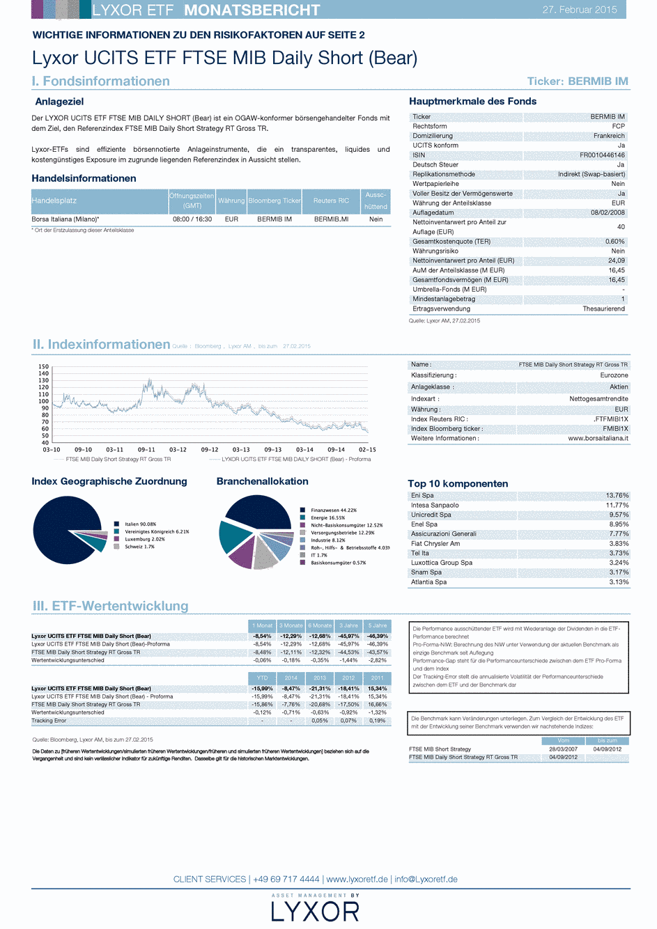 Reporting Lyxor FTSE MIB Daily (-1x) Inverse (Bear) UCITS ETF - Acc - 28/02/2015 - Allemand