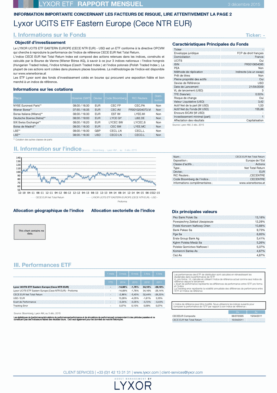 Reporting LYXOR UCITS ETF EASTERN EUROPE (CECE NTR EUR) USD - 03/12/2015 - Français
