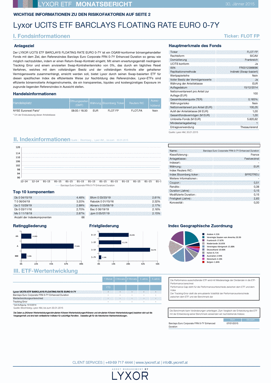 Reporting Lyxor Barclays Floating Rate Euro 0-7Y UCITS ETF - Acc - 31/01/2015 - Allemand
