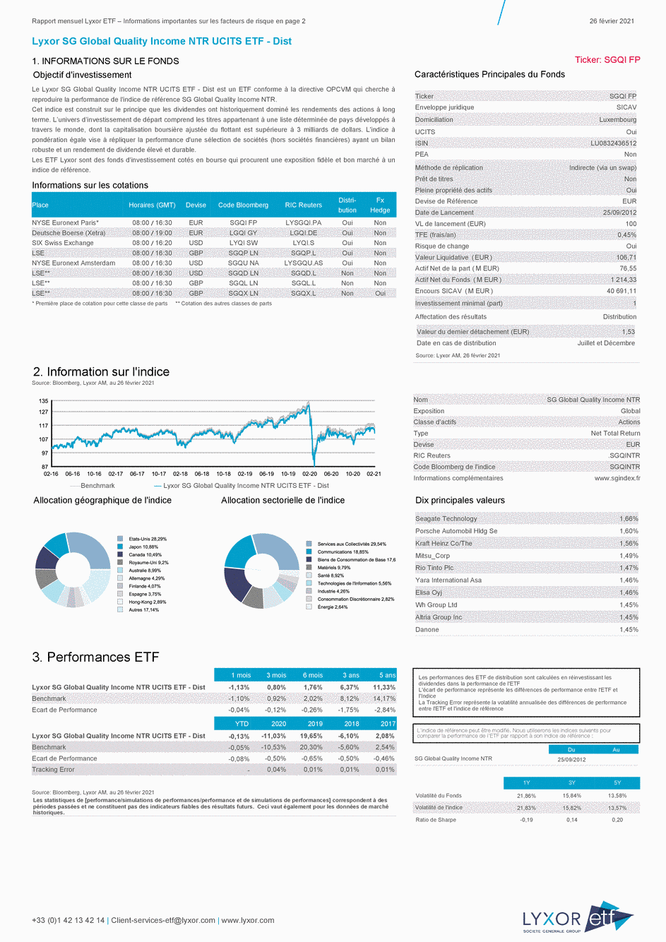 Reporting Lyxor SG Global Quality Income NTR UCITS ETF - Dist - 26/02/2021 - Français