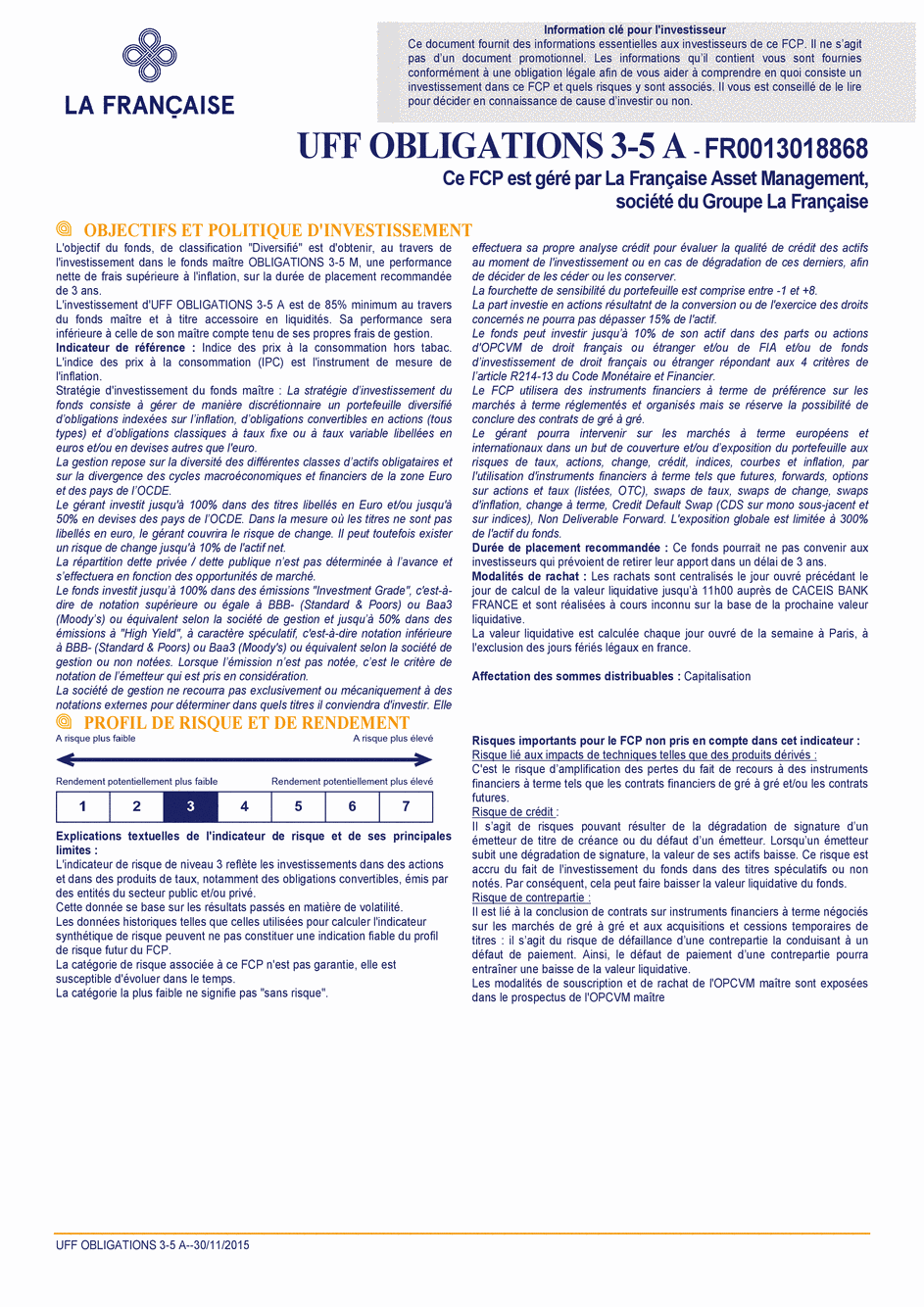 DICI UFF Obligations 3-5 A - 30/11/2015 - Français