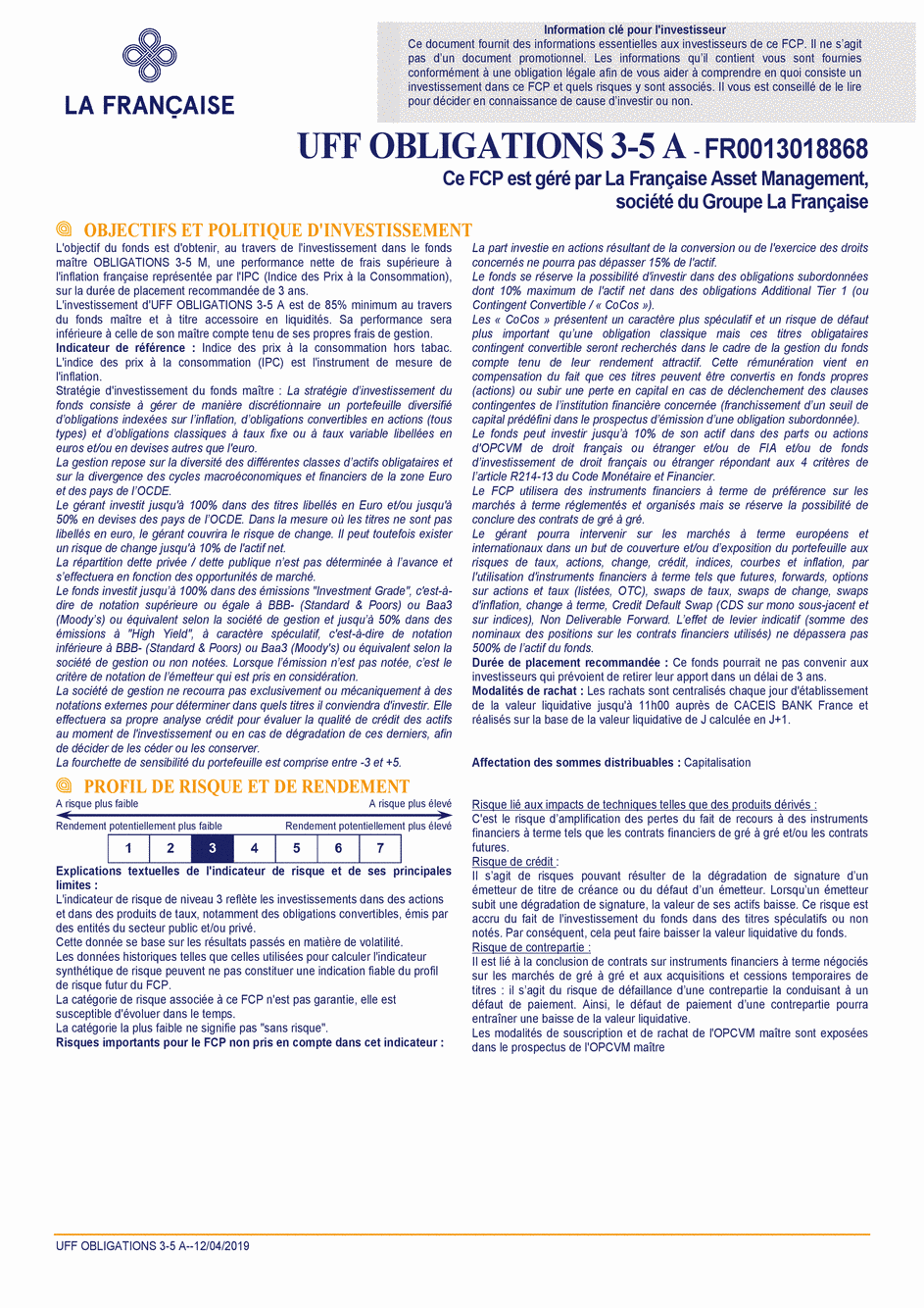 DICI UFF Obligations 3-5 A - 13/02/2019 - Français